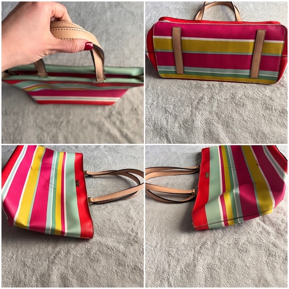 Kate Spade Grant Street Jules Tote Beach Stripe Grainy Vinyl Leather Bag Purse - Picture 5 of 17